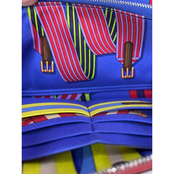 Hermès Silk-In Long Zip Wallet Red Epsom Leather Belt Strap Print Luxury Silk - Picture 9 of 16